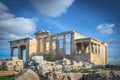 The famous Porch of the Caryatids or the Maidens on the south side of the Erechtheion or Erechtheum, an ancient Greek temple on Royalty Free Stock Photo