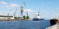 Panoramic view of the harbor in Wismar, Germany