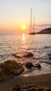 Porto Katziki beach at sunset Royalty Free Stock Photo