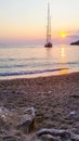 Porto Katziki beach at sunset Royalty Free Stock Photo