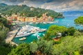 The famous Portofino village and luxury yachts,Liguria,Italy