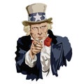 The famous portrait of Uncle Sam, historical figure and American emblem. Royalty Free Stock Photo