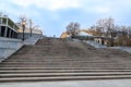 Famous potemkin steps with duke richelieu statue in Odessa, Ukraine