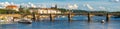 The famous Prague Bridges on a beautiful summer afternoon-panorama