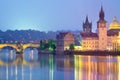 Famous Prague Landmarks at night, Europe