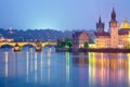 Famous Prague Landmarks at night, Europe