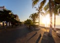 Famous Puerto Vallarta sea promenade, El Malecon, with ocean lookouts, beaches, scenic landscapes hotels and city views Royalty Free Stock Photo