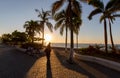 Famous Puerto Vallarta sea promenade, El Malecon, with ocean lookouts, beaches, scenic landscapes hotels and city views Royalty Free Stock Photo