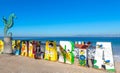 Famous Puerto Vallarta sea promenade, El Malecon, with ocean lookouts, beaches, scenic landscapes hotels and city views Royalty Free Stock Photo