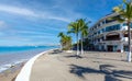 Famous Puerto Vallarta sea promenade, El Malecon, with ocean lookouts, beaches, scenic landscapes hotels and city views Royalty Free Stock Photo