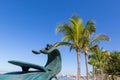 Famous Puerto Vallarta sea promenade, El Malecon, with ocean lookouts, beaches, scenic landscapes hotels and city views Royalty Free Stock Photo