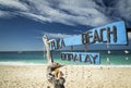 Famous puka beach on tropical paradise boracay island in philippines Royalty Free Stock Photo