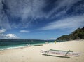 Famous puka beach on tropical paradise boracay island in philippines Royalty Free Stock Photo