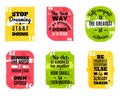 Famous quotes colored textured icons set Royalty Free Stock Photo