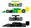 Famous race car. Brazilian colors flag. Without outline. Royalty Free Stock Photo