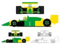 Famous race car. Brazilian colors flag. Royalty Free Stock Photo
