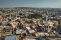 Famous Rajasthan indian tourist landmark seen over the old houses of Jodhpur - Mehrangarh Fort, Jodhpur