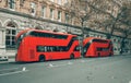 Famous red double-decker London buses