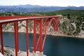 Famous red bridge over the Novigrad sea in Croatia Royalty Free Stock Photo