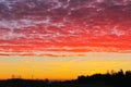 Famous red and orange winter sunrise on Czech countryside with d Royalty Free Stock Photo