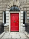 A famous red painted Georgian door in Dublin, Ireland Royalty Free Stock Photo