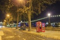 The famous red telephone booth around night