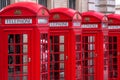 Famous red telephone booths in Covent Garden street, London, England Royalty Free Stock Photo