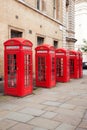 Famous red telephone booths in Covent Garden street, London, England Royalty Free Stock Photo