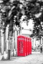 Famous red telephone booths in Covent Garden street, London, England Royalty Free Stock Photo