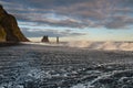 Famous Reynisdrangar rock formations at black Reynisfjara Beach Royalty Free Stock Photo