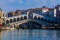 Famous rialto bridge at canal grande in venice, italy Royalty Free Stock Photo