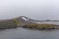 Bridge Norway, Atlantic road bridge in foggy weather, , Picturesque road between island number 64 from city Kristiansund in city Royalty Free Stock Photo