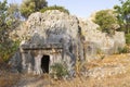 Famous rock-cut Lycian tombs in Kas. Antalya - Turkey Royalty Free Stock Photo