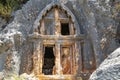 Famous rock-cut Lycian tombs in Kas. Antalya - Turkey Royalty Free Stock Photo