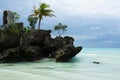 Famous rock on whote beach on boracay island in Philippines