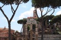 Famous roman forums in rome city center italy a famous tourist destination Royalty Free Stock Photo