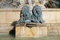 Famous rotonde fountain lions aix-en-provence france Royalty Free Stock Photo