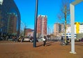 The famous rotterdam market square in holland on a sunny day