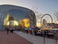 Famous rotterdam market at sunset