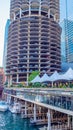 Famous round parking lot at Chicago River - CHICAGO, USA - JUNE 12, 2019