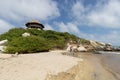 Famous roustic hut at the top of a rocky mountain located into cabo san juan beach Royalty Free Stock Photo