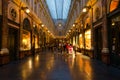 Famous Royal Galleries of Saint Hubert, evening view, Brussels, Belgium Royalty Free Stock Photo