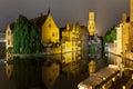 Rozenhoedkaai In Bruges At Night Royalty Free Stock Photo