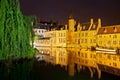 Rozenhoedkaai At Night, Bruges Royalty Free Stock Photo