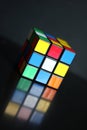 The famous rubiks cube on a black background