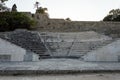 Famous ruins of the Rhodes Acropolis and ancient olympic stadium in Rhodes town.