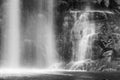 Famous Russel Falls closeup in black and white. Mount Field National Park, Tasmania