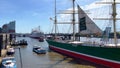 Famous sailing ship Rickmer Rickmers at Hamburg harbour - HAMBURG, GERMANY - MAY 16 2022 Royalty Free Stock Photo