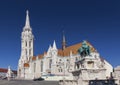 The famous Saint Matthias Church in the Fisherman`s Bastion area. Budapest