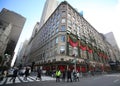 Famous Saks Fifth Avenue flagship store with holiday window display in Manhattan